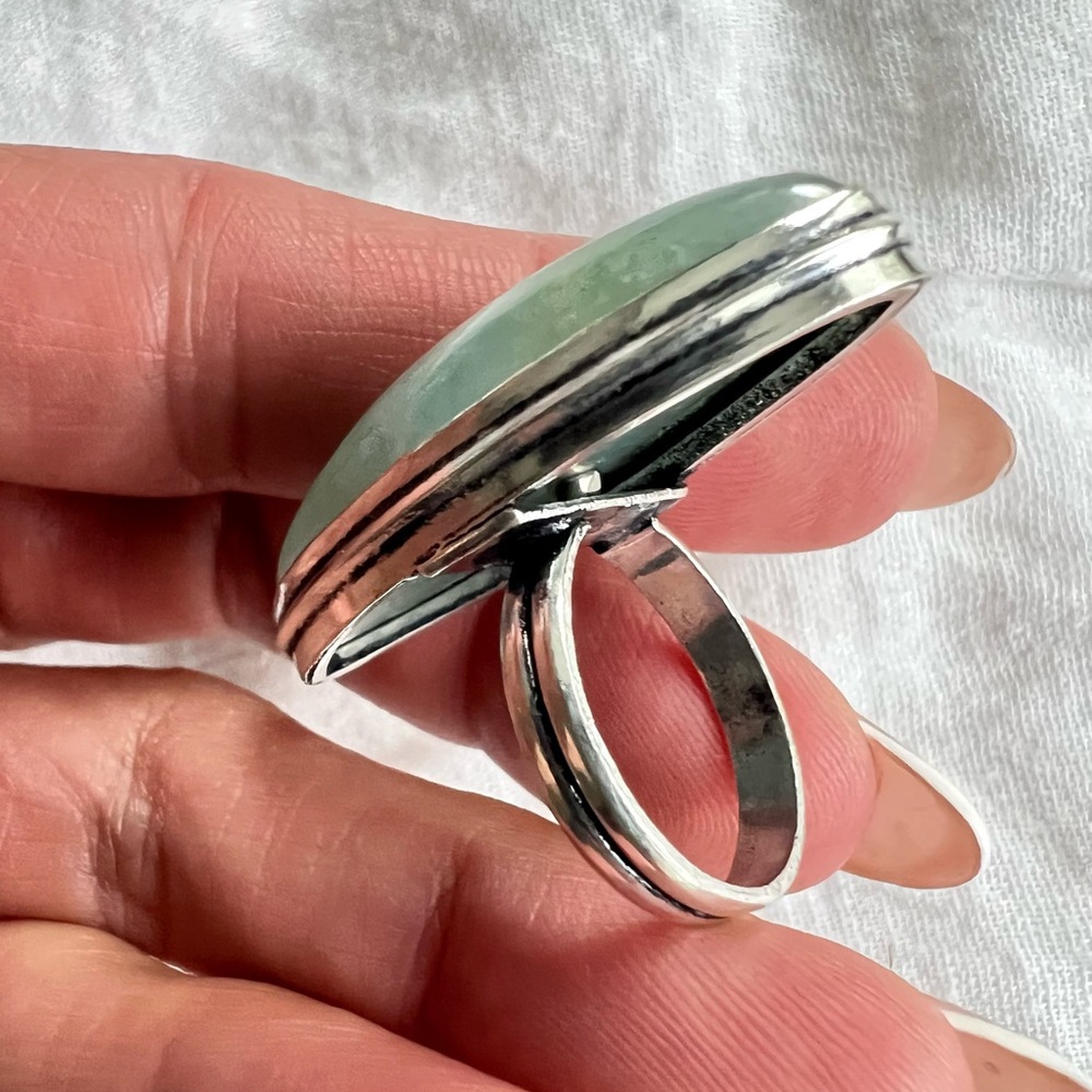 925 Huge Marquis Aquamarine Ring 6.5 - Picture 5 of 8